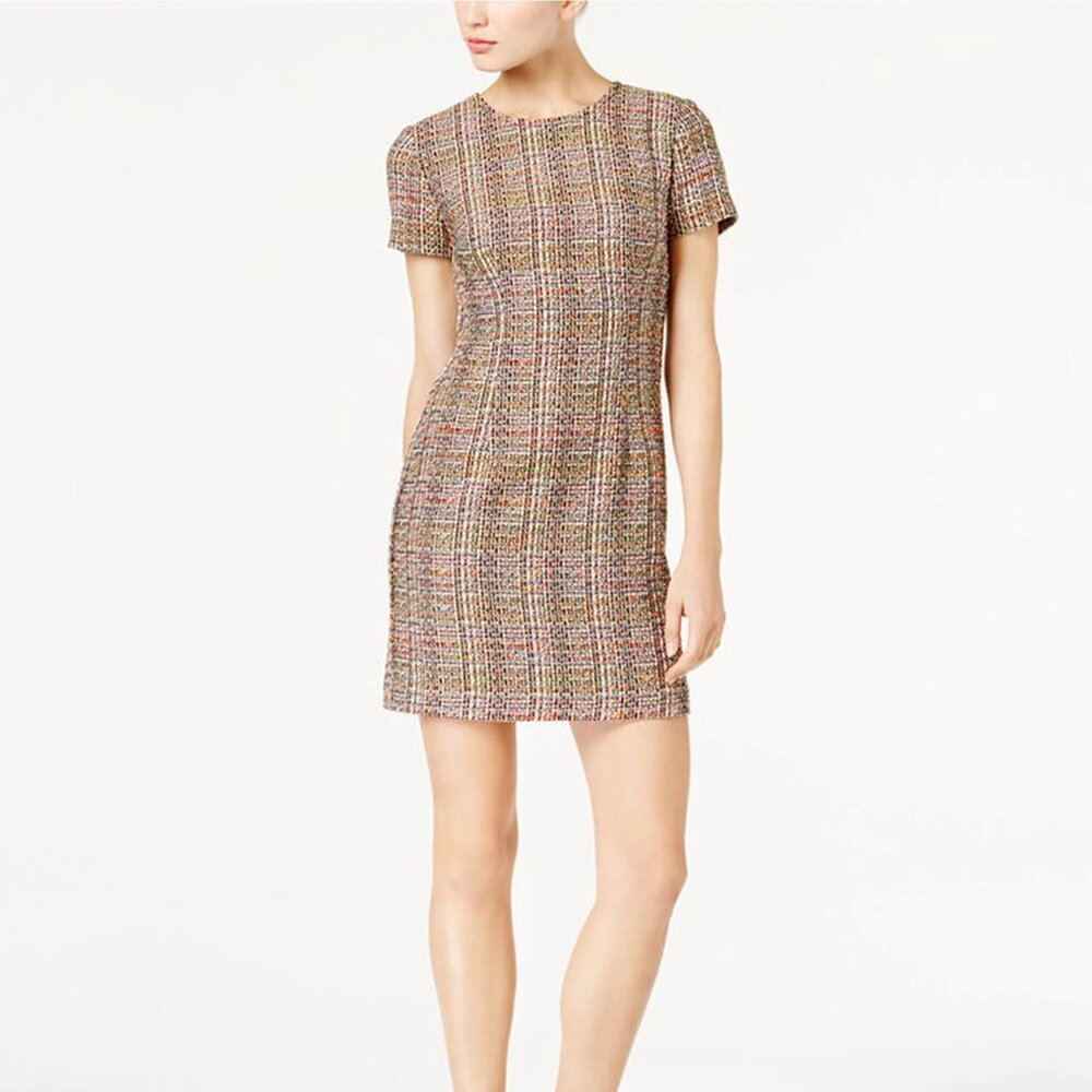 Trina Turk Natasha Tweed Dress, Cream, Size 8